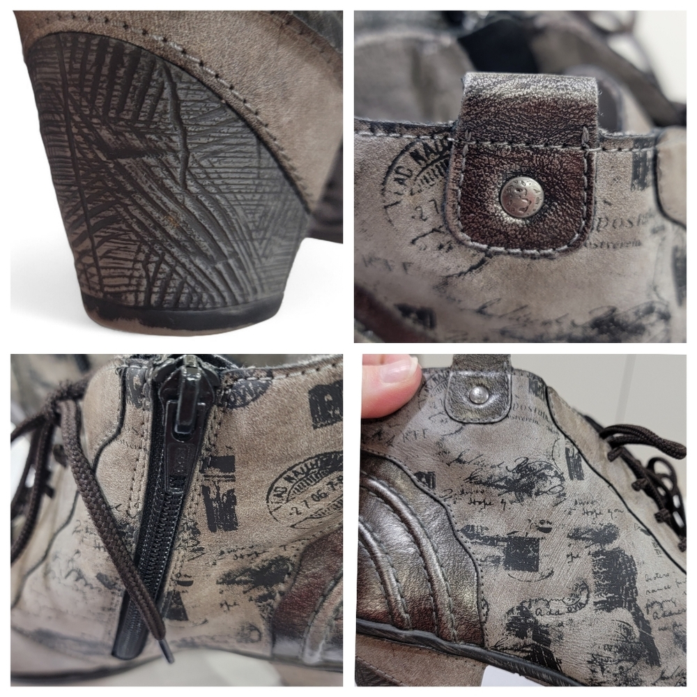 Remonte Servia Script Print Ankle Boots Gray Steampunk Womens Size 6 - Picture 13 of 17